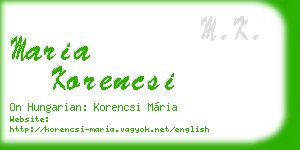 maria korencsi business card