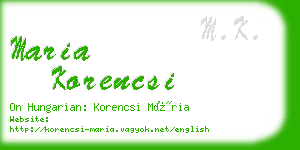 maria korencsi business card